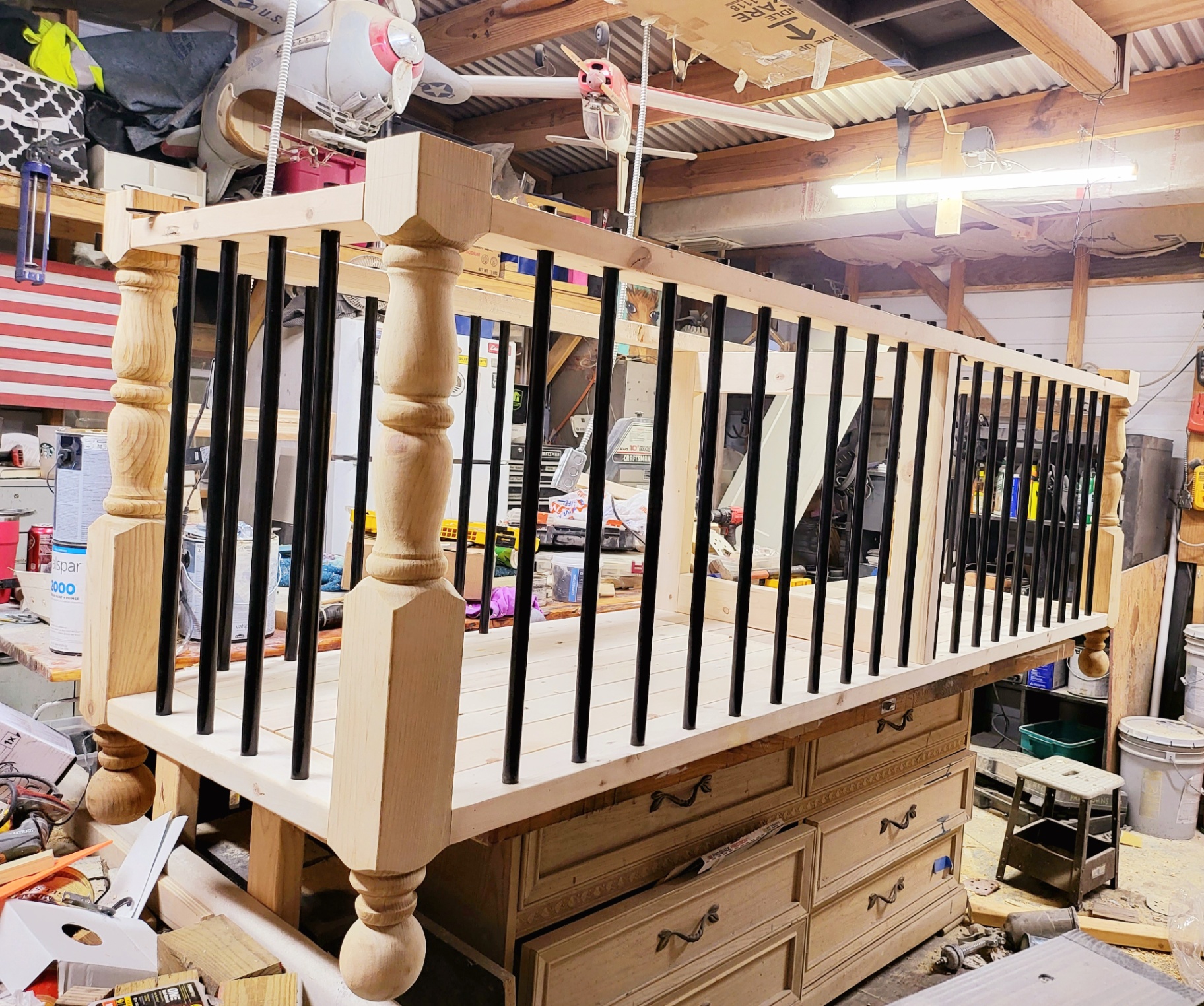 End view during assembly.