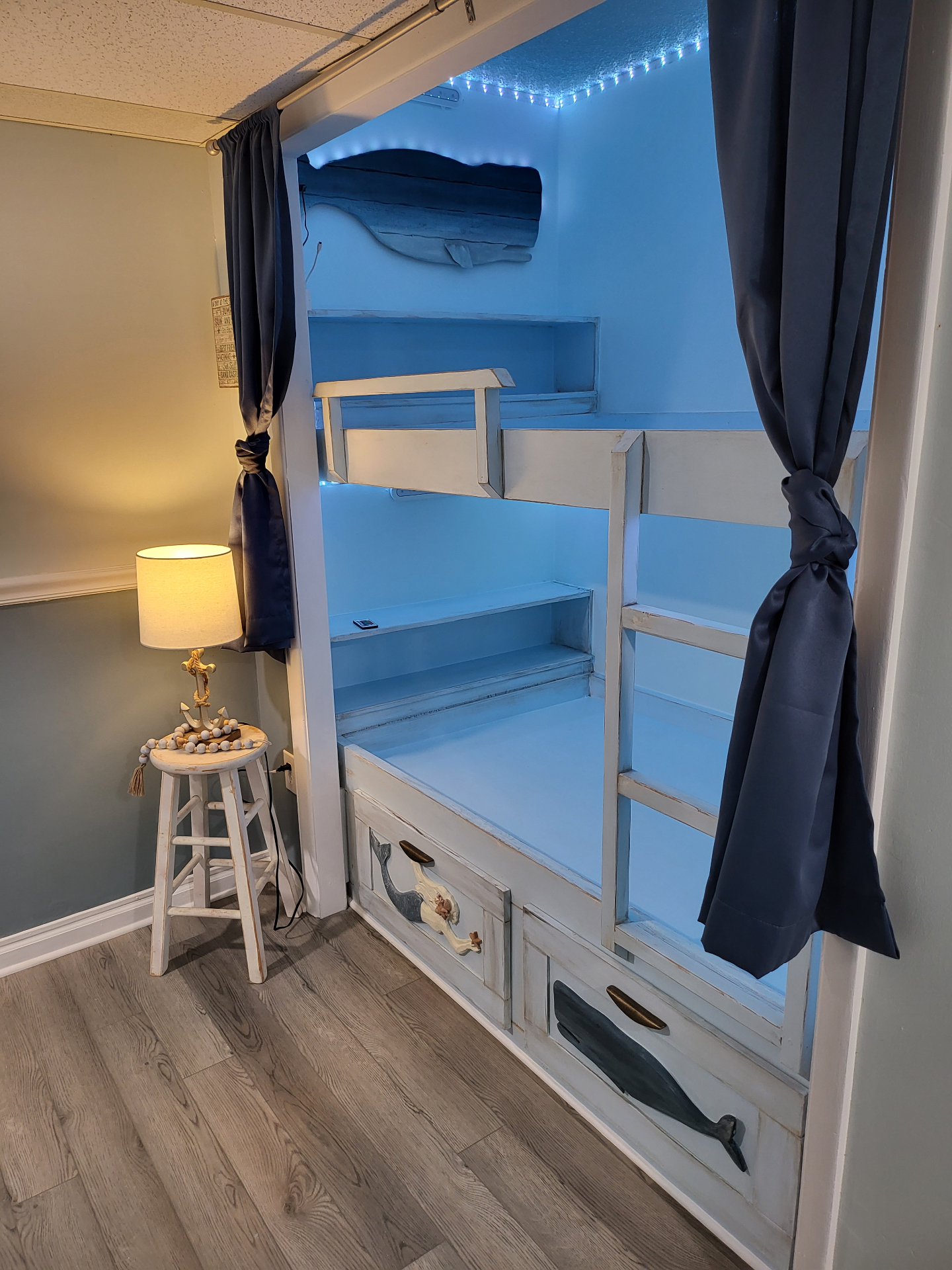 The freshly built and painted bunk nook awaiting bedding and decor.
